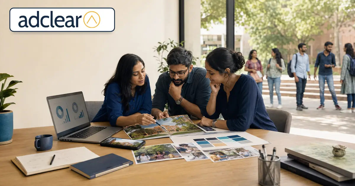 |University marketing team planning higher education branding strategies to attract more students in 2026