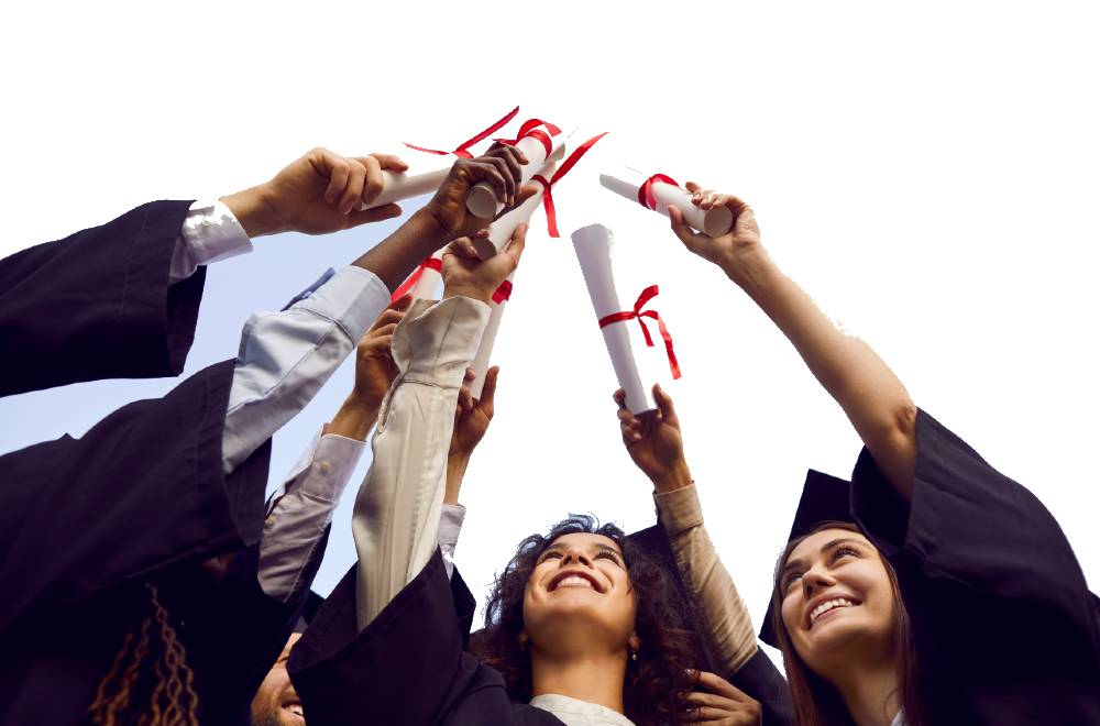 Group of university students graduating, celebrating their success. AdClear, a leading higher education digital marketing agency in Noida, helps universities build strong digital brands.